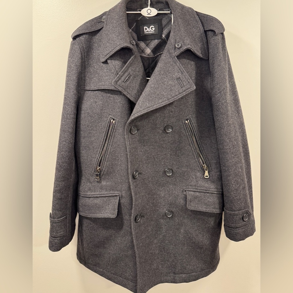 ⭐️Dolce & Gabbana⭐️ Charcoal Double-Breasted Pea Coat